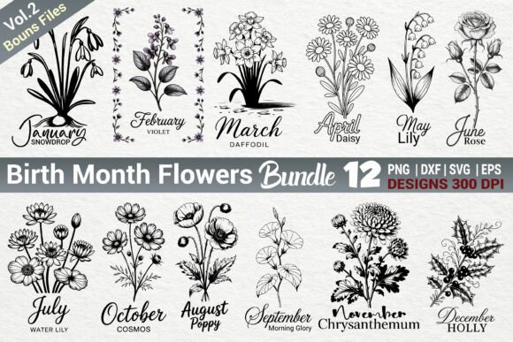 Birth Month Flowers SVG PNG Bundle Vol.2 Review