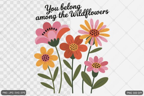 Boho Retro Flowers with Quotes Graphics for Local Branding