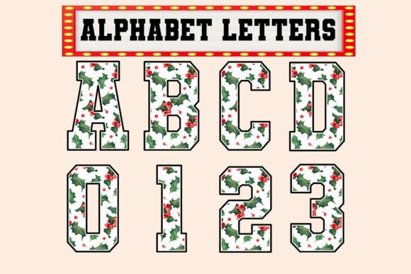 Christmas Flowers Watercolor Alphabet Graphics