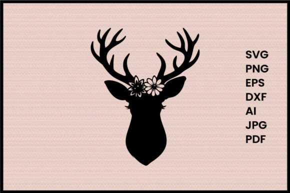 Deer Head with Flowers Illustration for Branding and Packaging