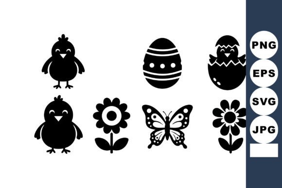 Easter Chicks Eggs Butterfly Flowers Spr Graphics