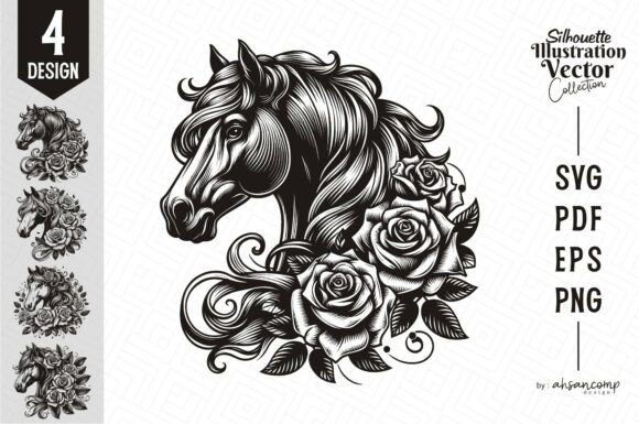 Elegant Horse Head Vector Graphics