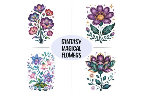 Fantasy Magical Flowers Graphics for Editorial Use