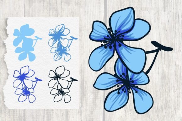 Layered Blue Flowers SVG