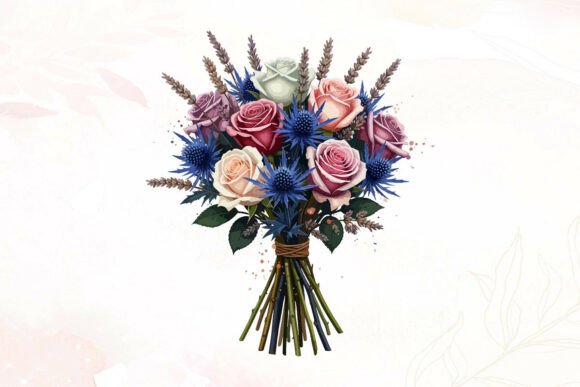 Mixed Roses and Thistle Bouquet Graphics