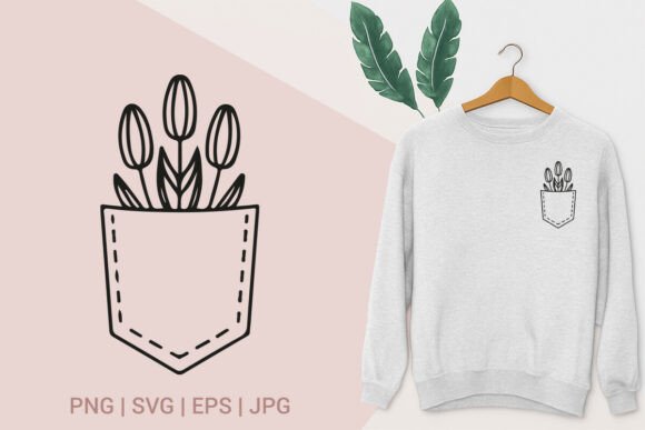 Pocket with Flowers Graphics for Digital Sellers