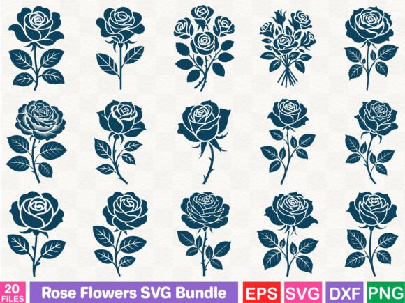 Rose Flowers SVG Bundle Graphics