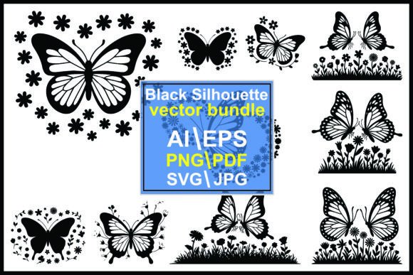 Silhouette Butterfly Flower Flowers Graphics