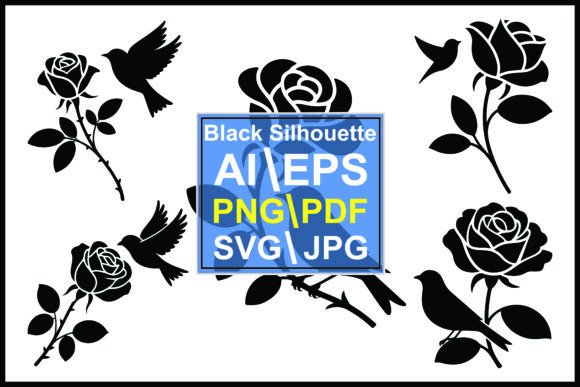 Silhouette Roses and Birds Collection