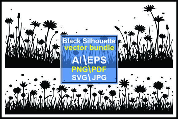 Silhouettes of Grass, Flowers and Herbs Graphics